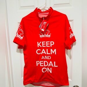 New With Tag Women CYCLING JERSEY KEEP CALM AND PEDAL ON SHORT Sleeves
